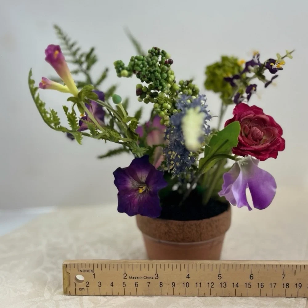Faux Floral Arrangement in Terra Cotta Pot – Elegant Home Decor